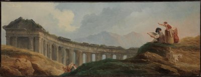 Eine Kolonnade in Ruinen von Hubert Robert