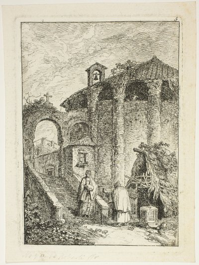 Antiker Tempel, Tafel fünf aus Les Soirées de Rome von Hubert Robert