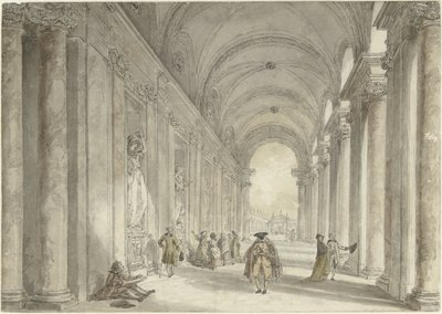 Kolonnade des Casinos der Villa Albani in Rom von Hubert Robert