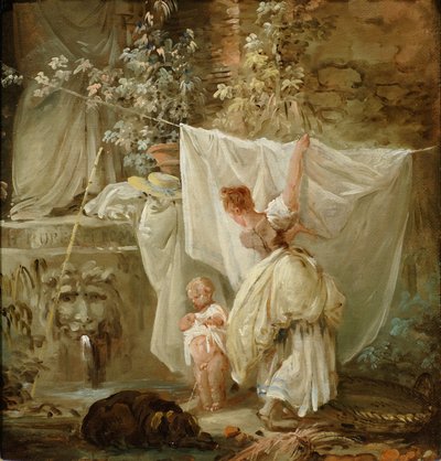 Wäscherin und Kind von Hubert Robert