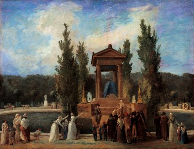 Denkmal zu Ehren von Jean Jacques Rousseau im Tuileriengarten am 10. Oktober von Hubert Robert