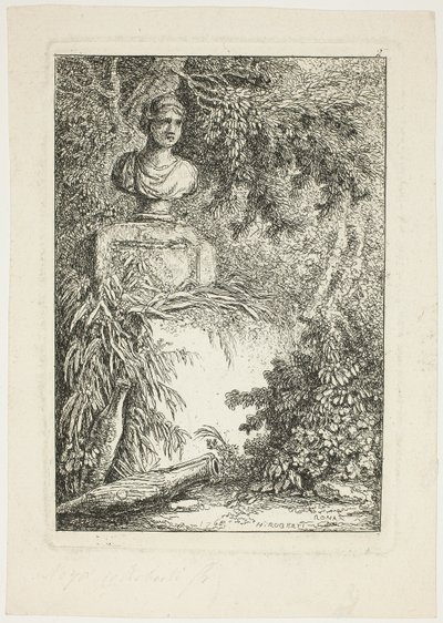 Die Büste, Platte zwei aus Les Soirées de Rome von Hubert Robert