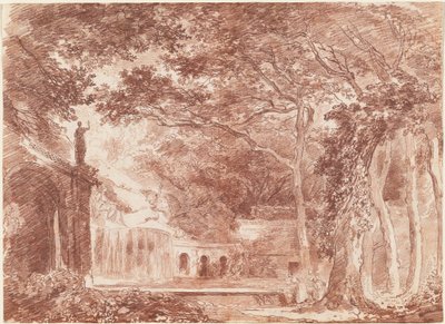 Der ovale Brunnen in den Gärten der Villa d