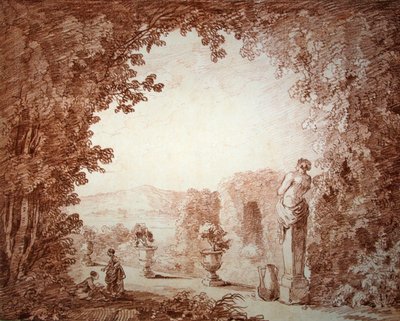 Ansicht eines Gartens mit Statuen von Hubert Robert