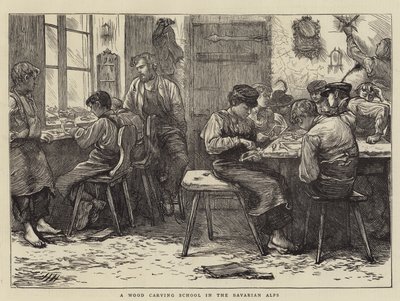 Eine Holzschnitzschule in den Bayerischen Alpen von Hubert von Herkomer