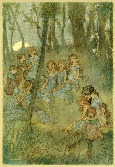 Und nächtliche Wiesenfeen, schaut ihr singt, aus Die lustigen Weiber von Windsor, veröffentlicht 1910 von Hugh Thomson