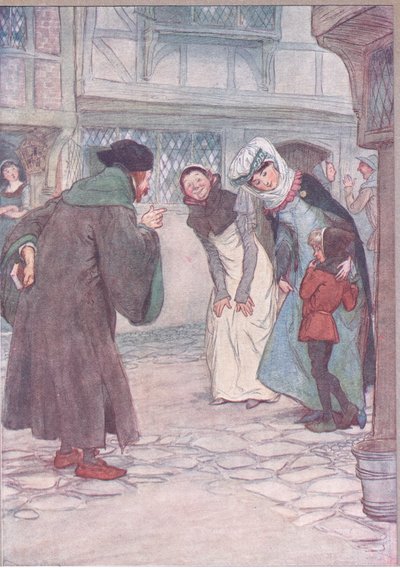 Komm schon, Sirrah, antworte deinem Meister, hab keine Angst, Illustration aus Die lustigen Weiber von Windsor, 1910 von Hugh Thomson