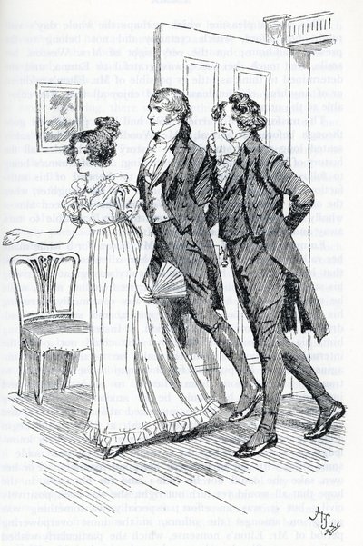 Emma lädt Mr. Elton ein, das Porträt von Harriett zu bewundern von Hugh Thomson