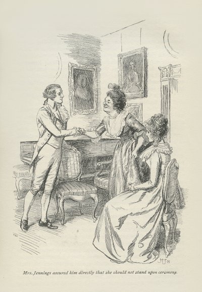 Mrs. Jennings versicherte ihm sofort, dass sie keine Umstände machen würde von Hugh Thomson