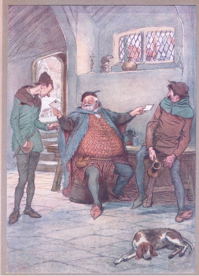 Dieser Brief an Frau Page und du dieser an Frau Ford, Illustration aus Die lustigen Weiber von Windsor, 1910 von Hugh Thomson