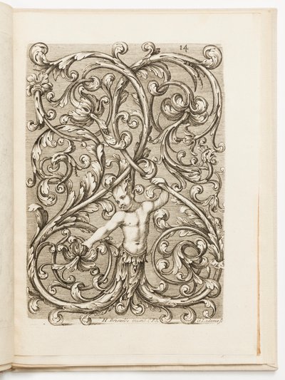 Platte 14, aus Diverses pièces de serruriers (Verschiedene Designs für Schlosser) von Hugues Brisville