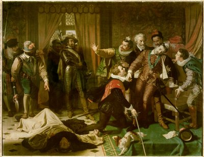 Ermordung von Heinrich III. durch Jacques Clément, einen dominikanischen Religionsanhänger der Katholischen Liga, am 1. August von Hugues Merle