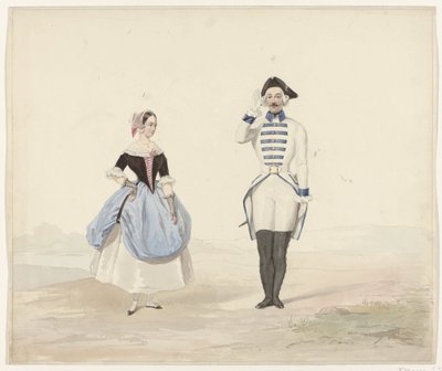 Mann und Frau in historischem Kostüm, 1841 von Huib van Hove Bz