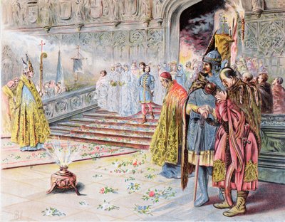 Hochzeit von Matthias I. (1440-90) Corvinus und Beatrice von Aragon im Jahr 1476 von Hungarian School