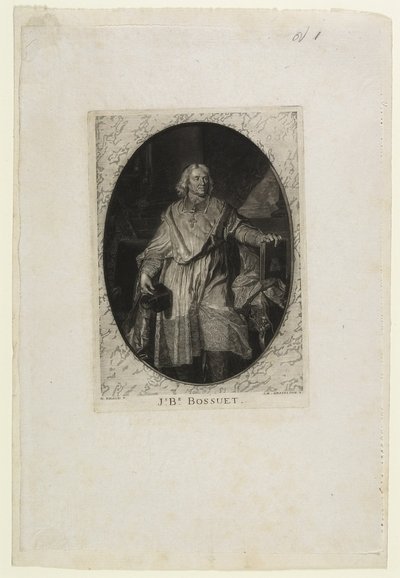 J.B. Bossuet (ganze Figur), graviert von Jean-Baptiste de Grateloup von Hyacinthe Francois Rigaud