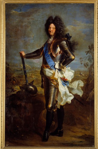 Ganzkörperporträt von Ludwig XIV. in Rüstung (1630-1715). Gemälde von Hyacinthe Rigaud (1659-1743) von Hyacinthe Francois Rigaud