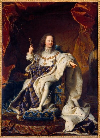 Porträt von Ludwig XV. als fünfjähriges Kind im heiligen Kostüm, König von Frankreich (1710-1774). Gemälde von Hyacinthe Rigaud (1659-1743) von Hyacinthe Francois Rigaud