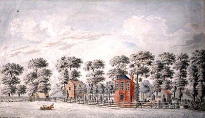 Blick auf einen Pavillon und Garten von I. Chapman