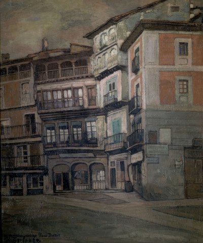 Spanisches Dorf – Landschaft von Kastilien – Öl auf Leinwand – 93 × 77 cm von Ignacio Zuloaga y Zabaleta