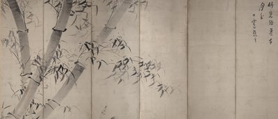 Mondlicht-Bambus, Sechsteiliges Faltbildschirm, ca. 1758-60 von Ike no Taiga