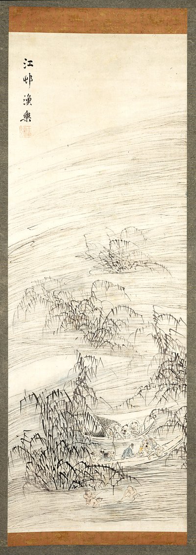 Flussdorf und Angelvergnügen von Ike no Taiga