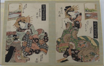 Frau und ihre Magd, Frau mit Schriftrolle von Ikeda Eisen