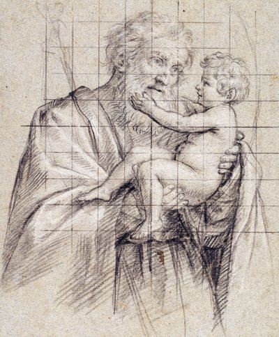 Heiliger Josef hält das Christkind von Il Sassoferrato