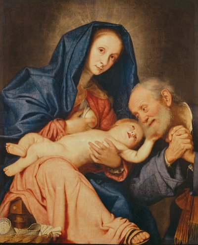 Die Heilige Familie mit einem Korb von Il Sassoferrato