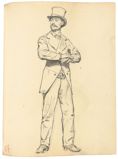 Studie für "Ein Pariser Café": Stehender Mann mit Hut, Beine auseinander, ca. 1872-1875 von Ilya Efimovich Repin