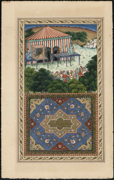 Der Affe und der Leopard, 1837-1839 von Imam Bakhsh Lahori