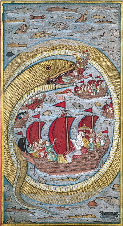 Seeschlange verschlingt die königliche Flotte, 1670 von Indian Art