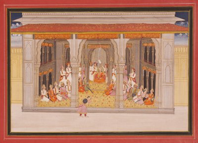 Ein König im Durbar in einem Pavillon von Indian School