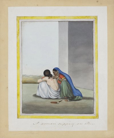 Eine Frau schröpft eine andere, ca. 1815 von Indian School