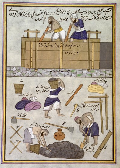 Ein Erbauer von Lehmwänden von Indian School
