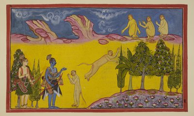 Sugriva ist zunächst erschrocken und denkt, dass diese bewaffneten Krieger von seinem usurpierenden Bruder Bāli geschickt wurden, um ihn zu vernichten. Er schickt seinen klugen Minister Hanuman, um mehr über die beiden Fremden herauszufinden. Hanuman stell von Indian School
