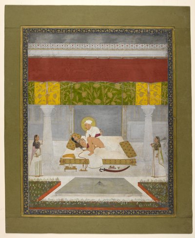 Chitarman II (Kalyan Das), Muhammad Shah beim Liebesspiel, ca. 1735 von Indian School