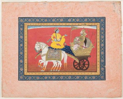 Dialog zwischen Krishna und Arjuna auf dem Schlachtfeld von Kurukshetra, ca. 1820 von Indian School