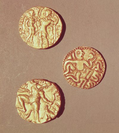 Dinars von Kumargupta I (425-454), Chandragupta I (320-335) und Sri Rajray (Gold) von Indian School