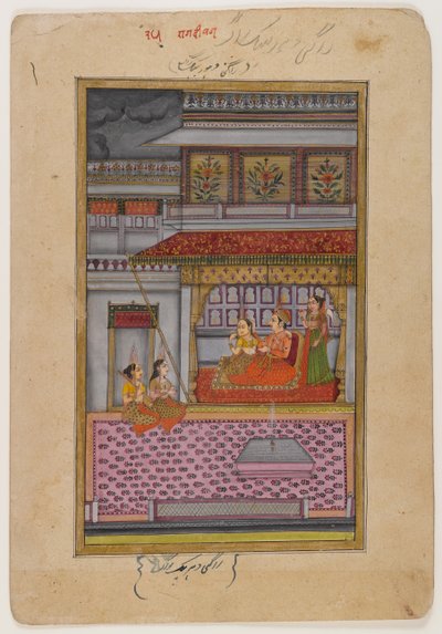 Dipaka Raga, Seite aus einer verstreuten Ragamala Serie, ca. 1800 von Indian School