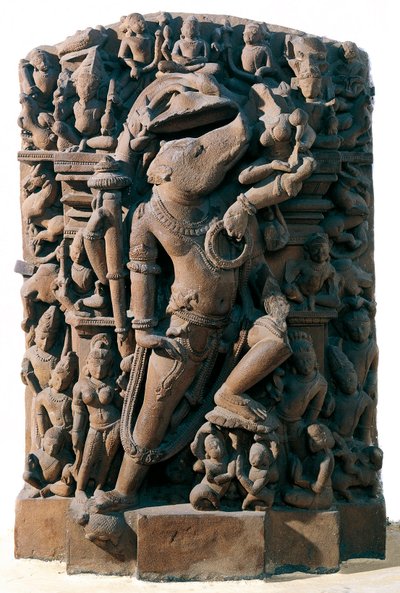 Indische Kunst: die hinduistische Gottheit Vishnu in Form eines Ebers. Aus Khajuraho, Indien. Chandela-Periode von Indian School
