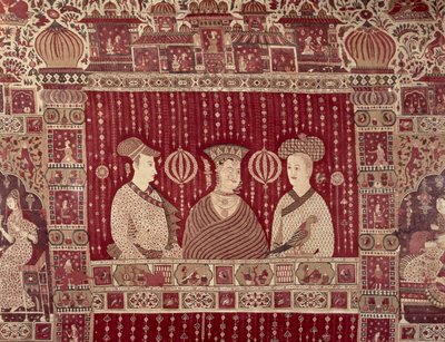 Indische Frau mit europäischen Händlern, Region Madras, Ahmedabad von Indian School