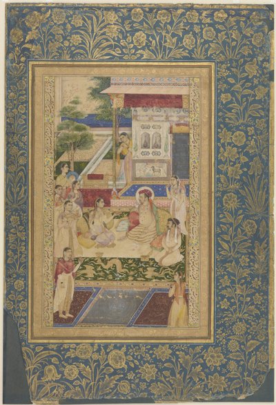 Jahangir und Prinz Khurram werden von Nur Jahan unterhalten, um 1640-50 von Indian School