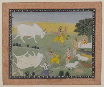 Krishna besiegt den Stierdämon von Indian School