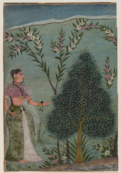 Dame in der Wildnis, Fragment einer Seite aus einer Bhagavata Purana Serie, ca. 1590-1600 von Indian School