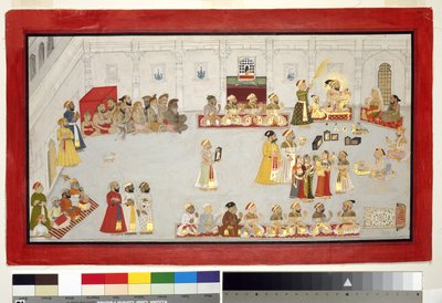 Maharana Sangram Singh mit seinen Kindern und Höflingen, ca. 1715 von Indian School