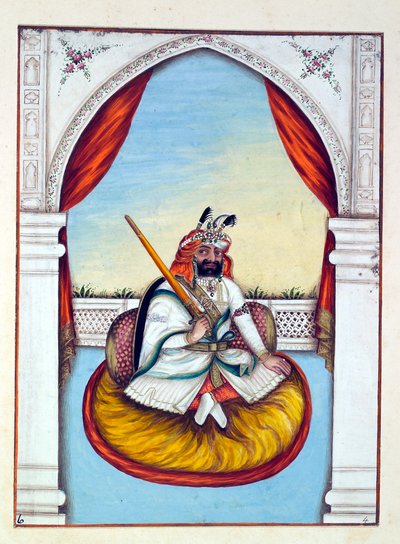 Marharajah Sher Singh, aus Das Königreich Punjab, seine Herrscher und Häuptlinge, Band I, ein Band mit 27 Aquarellstudien eines unbekannten indischen Künstlers, ca. 1840 von Indian School
