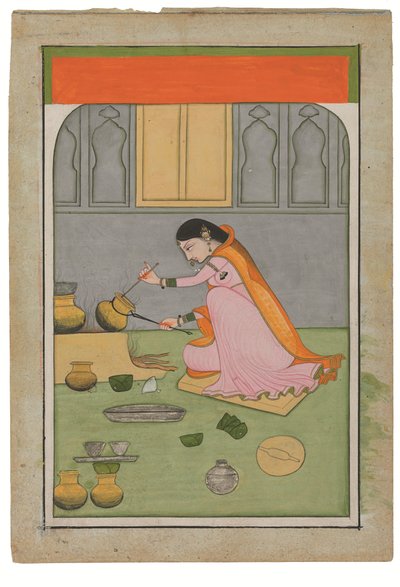 Radha in der Küche, ca. 1810 von Indian School