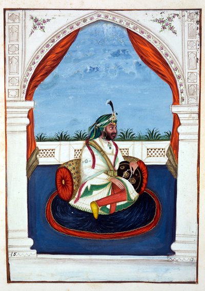 Rajah Lal Singh, aus Das Königreich Punjab, seine Herrscher und Häuptlinge, Band I, ein Band mit 27 Aquarellstudien eines unbekannten indischen Künstlers, ca. 1840 von Indian School