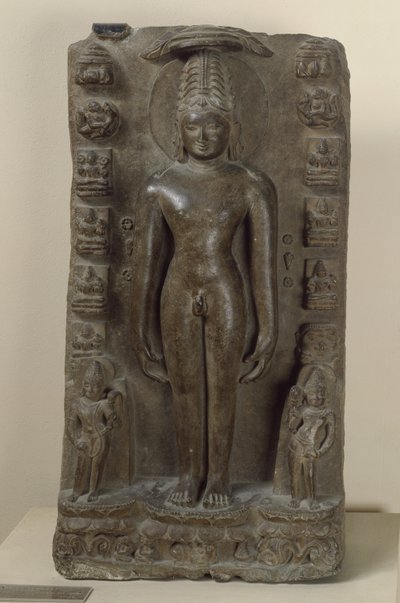 Relief, das Vrishabha, den ersten Tirthankara, darstellt von Indian School
