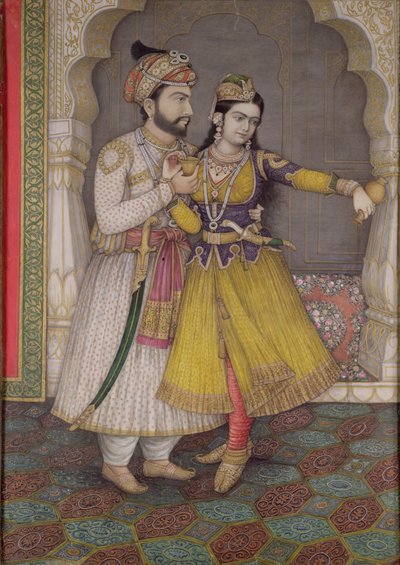 Shah Jahan und Qudsia Begum: die Begum schüttet den Wein weg, Kalam von Indian School